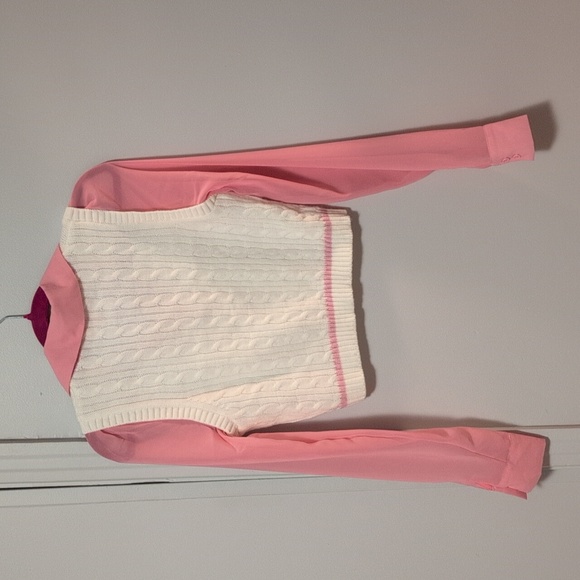 💥3/65$💥 Sugar Thrillz Pink and White V-Neck Sweater Vest - Picture 2 of 3